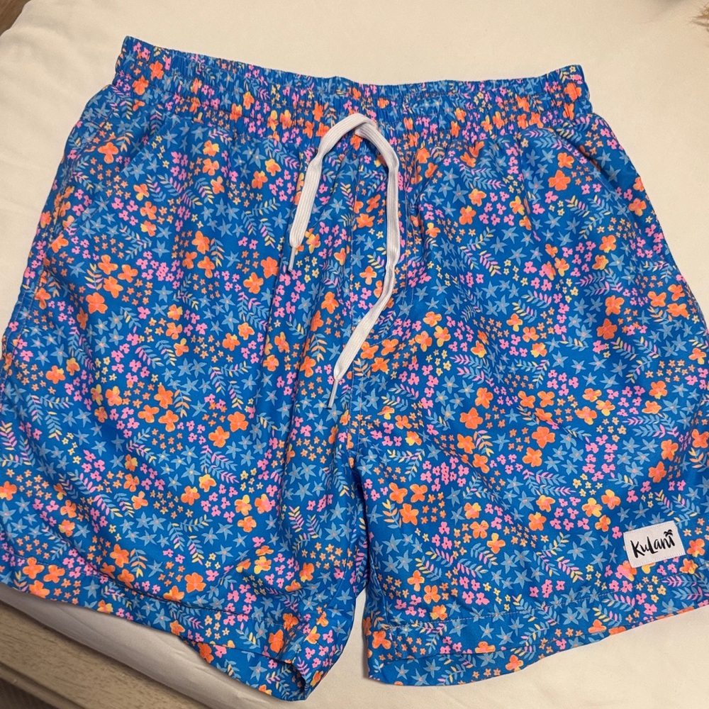 Kulani Kinis Blue and Orange Floral Board Shorts